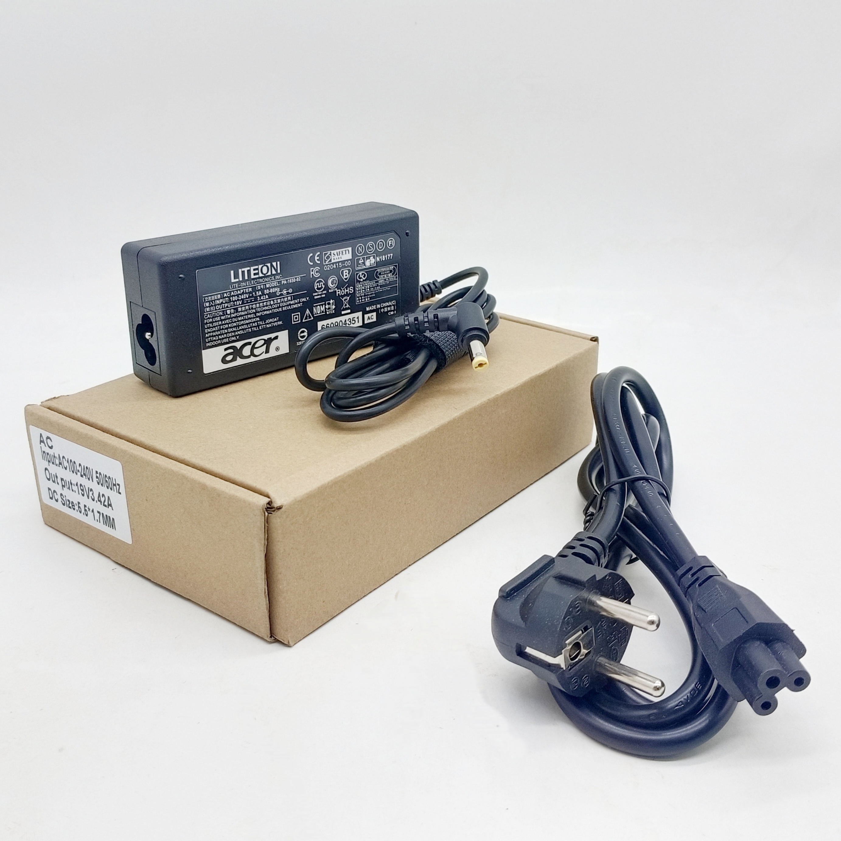 ADAPTOR ACER 19V-3,42A LITE ON KUNING