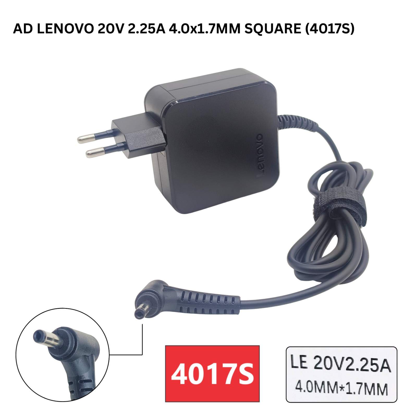 ADAPTOR LENOVO 20V 2.25A 4.0*1.7MM SQUARE (4017S)