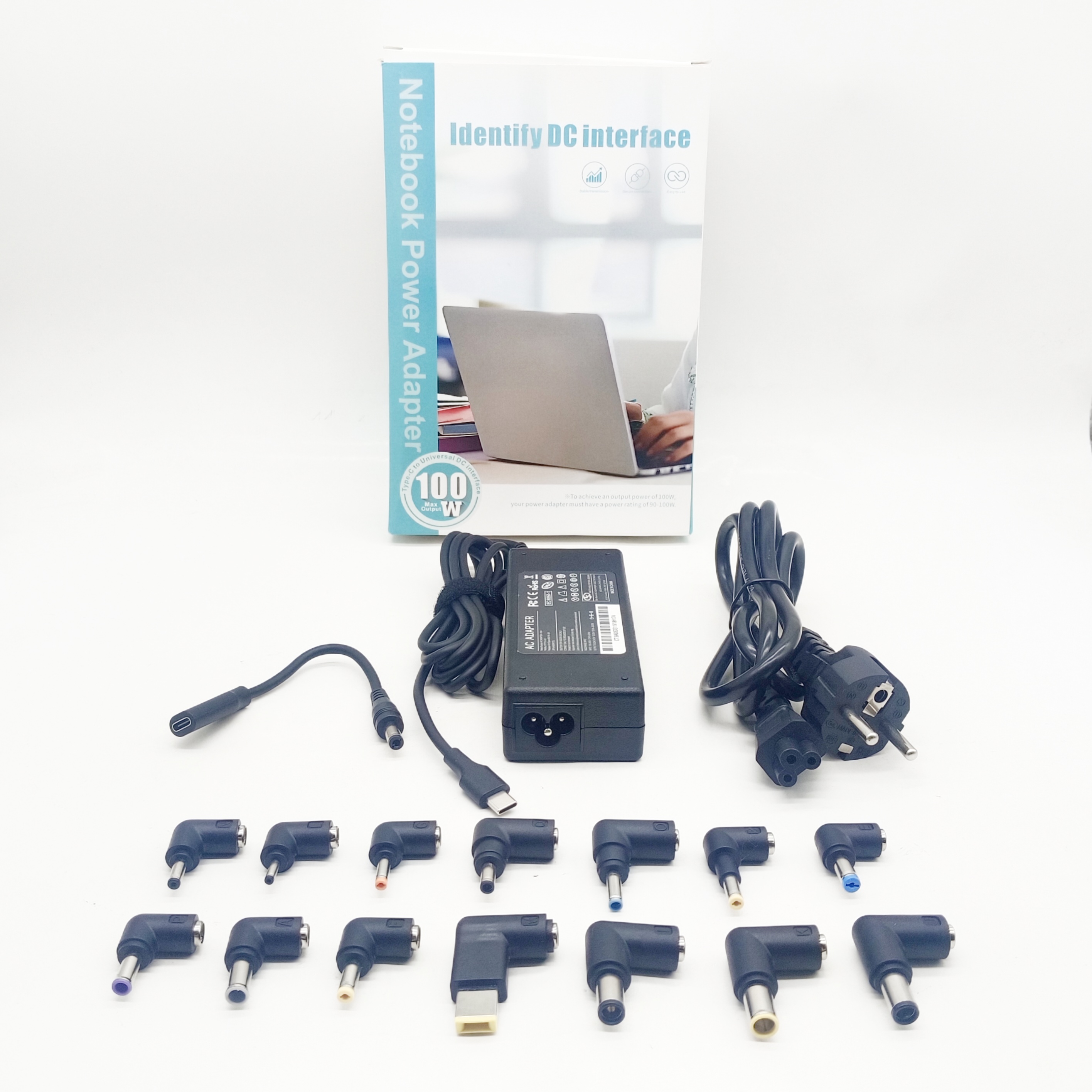 ADAPTOR NOTEBOOK UNIVERSAL 100W TYPE-C TO DC LAPTOP 14 PIN