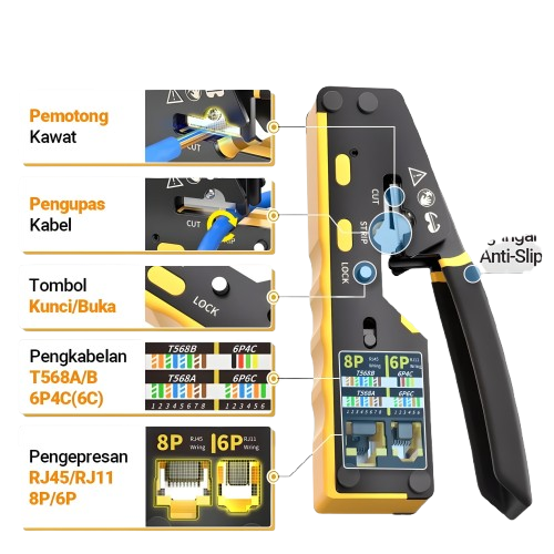 CRIMPING TOOL WJ-339 RJ45/RJ11 PASS TROUGH
