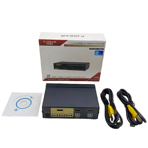 KVM SWITCH HDMI 2PORT USB 2.0 FJ-201HUA (METAL) + KABEL