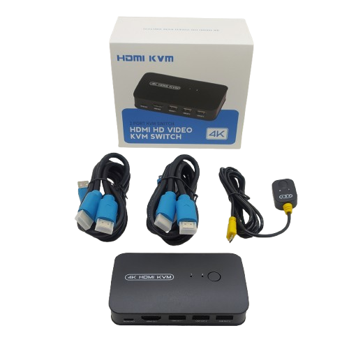 KVM SWITCH HDMI 2PORT USB 2.0 + CONTROLLER + KABEL