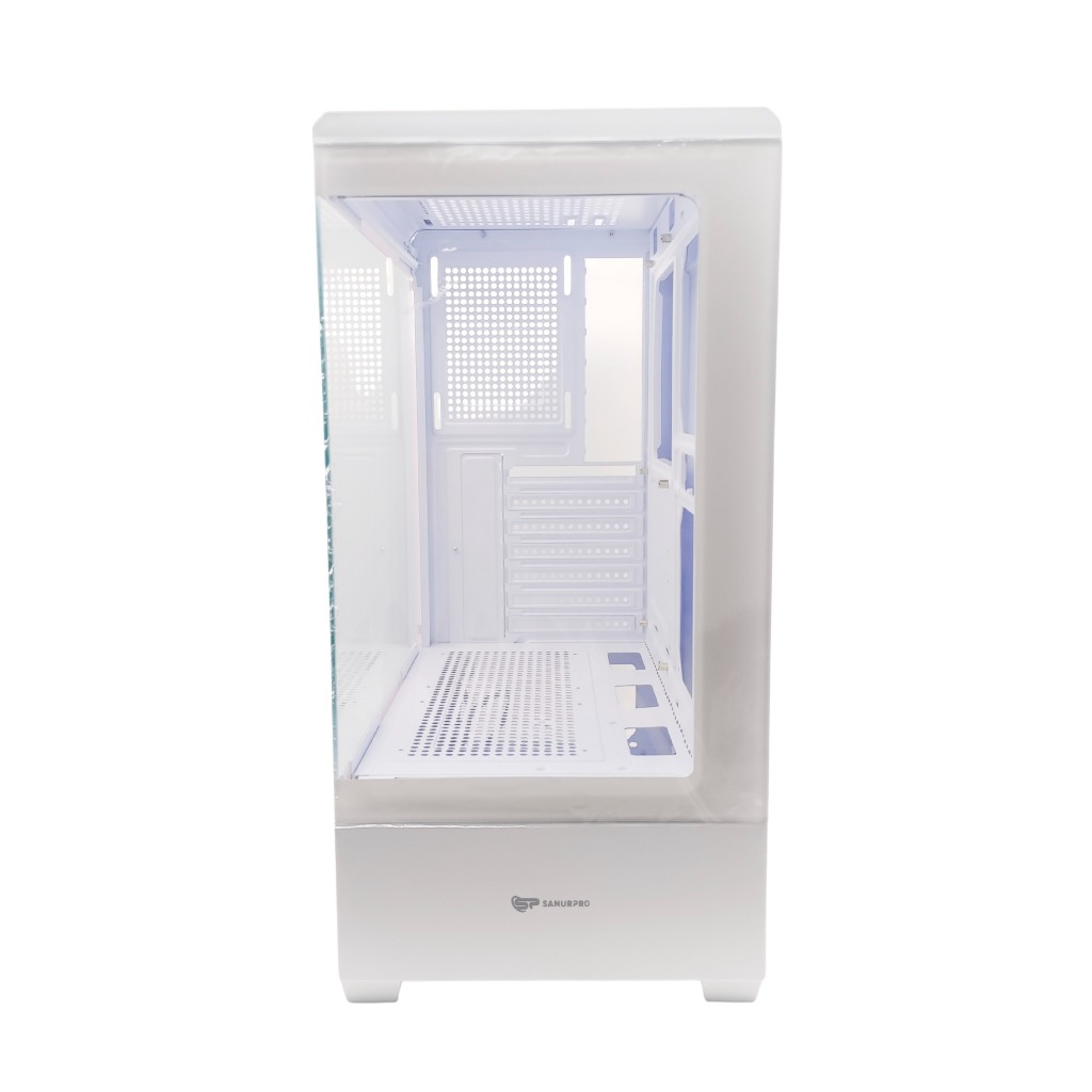 CASING SANURPRO GAMING GLASS 365-05 HITAM DAN PUTIH (ITX / M-ATX / ATX / E-ATX)