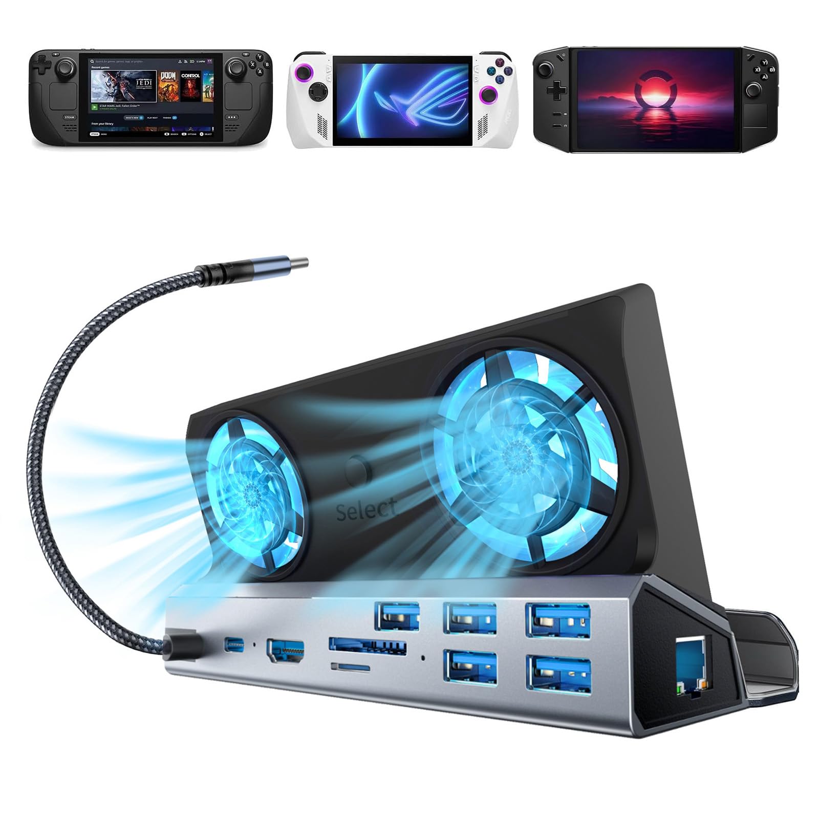 Docking Station Steam Deck Type-C 10 port With Fan Cooler
