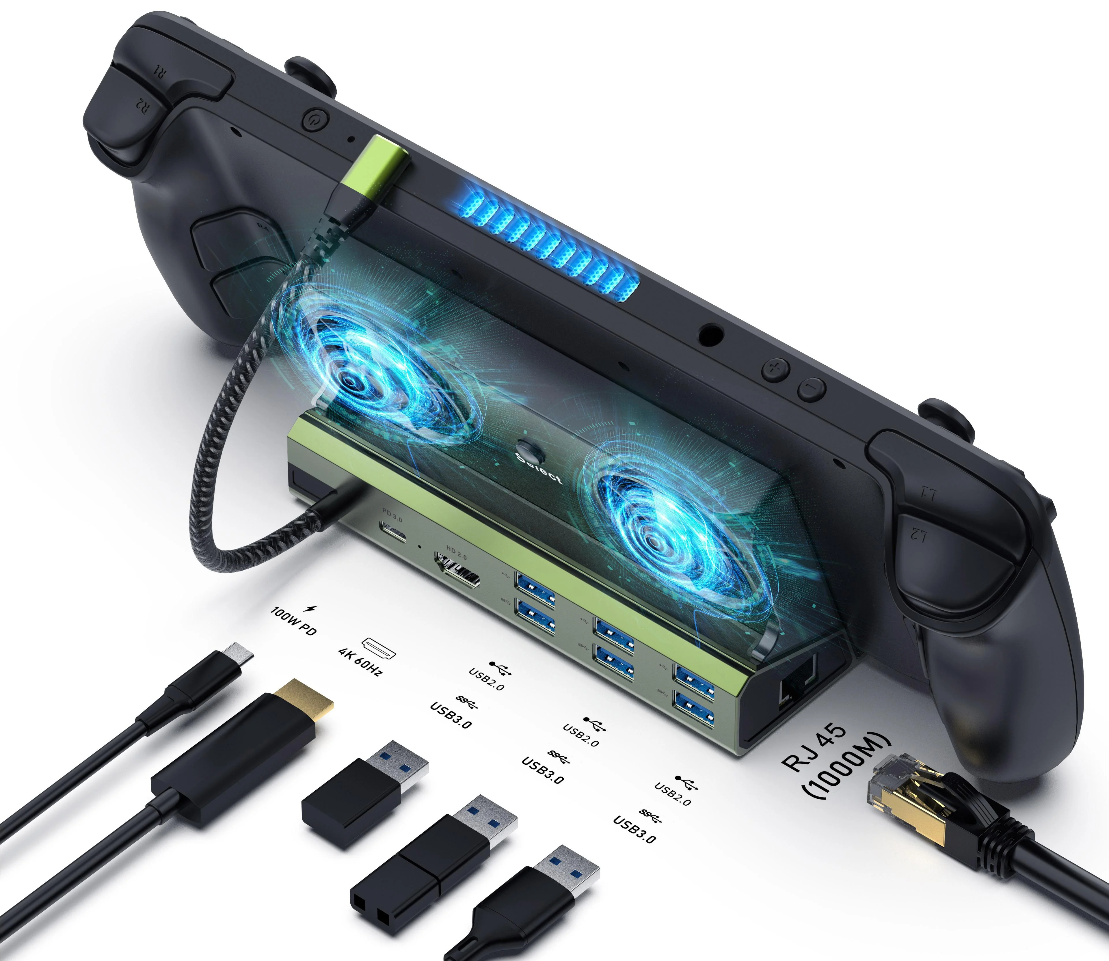 Docking Station Steam Deck Type-C 10 port With Fan Cooler