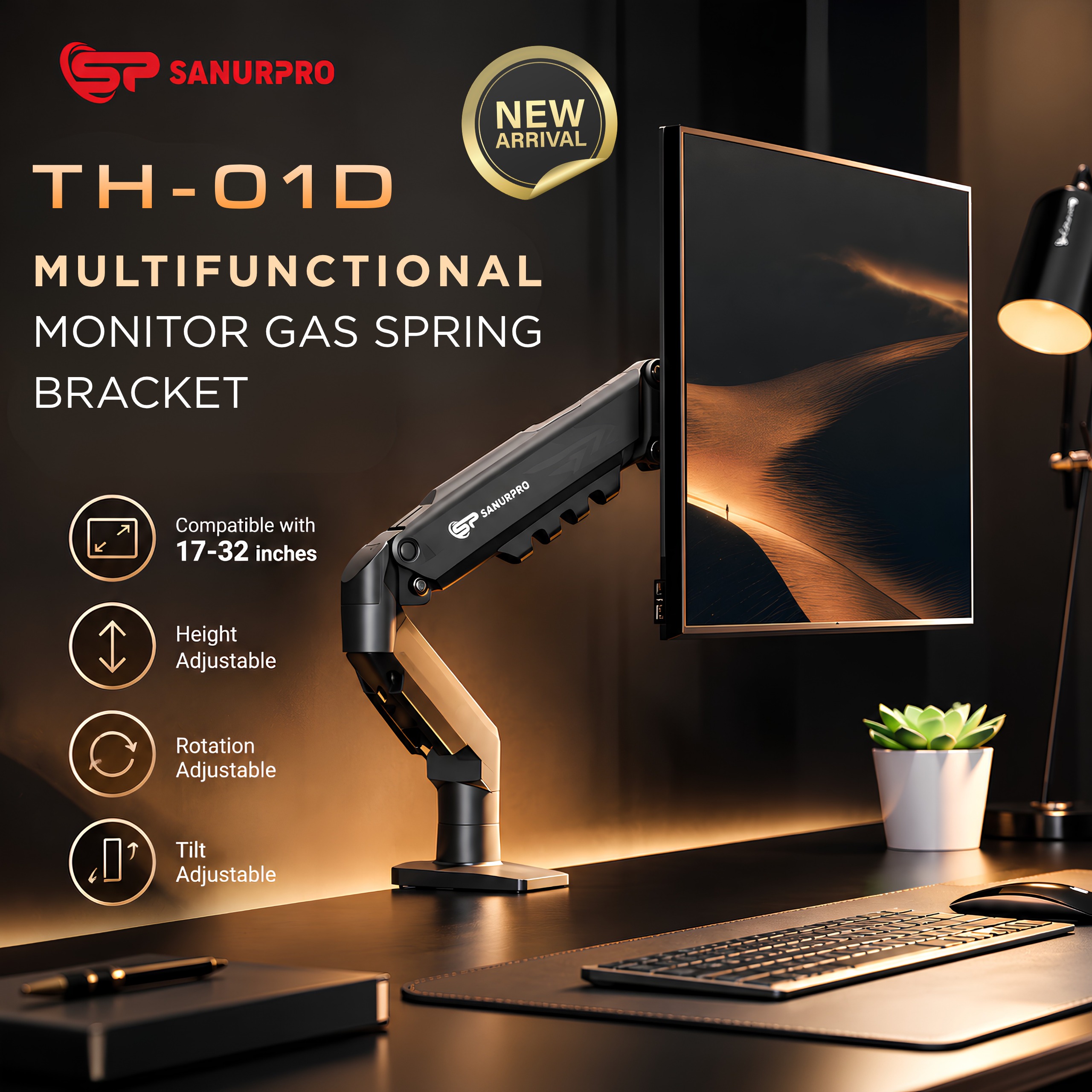 BRACKET MONITOR SINGLE TH-01D / SN145 17" - 32"