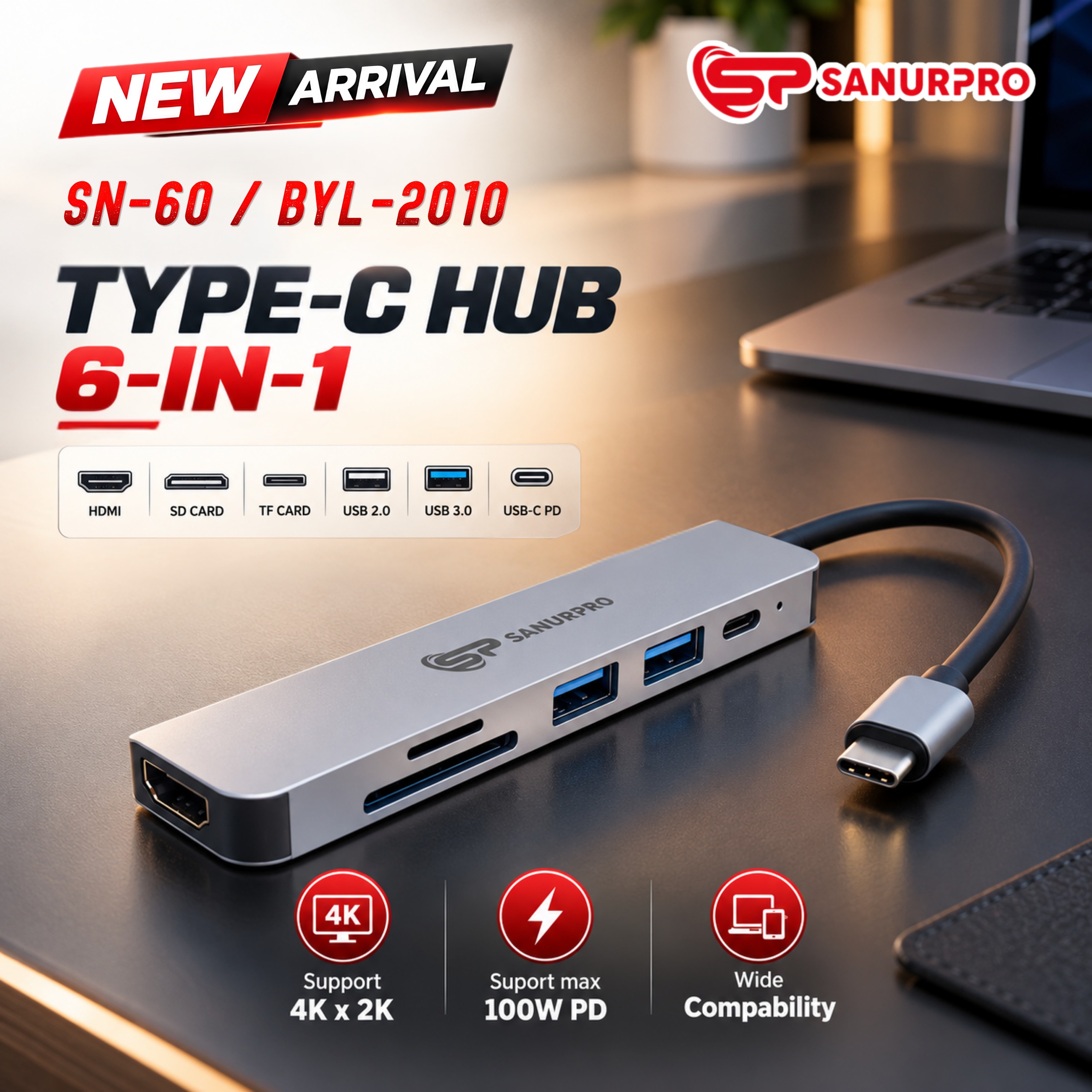 TYPE-C 6 IN 1 SN60 / BYL-2010