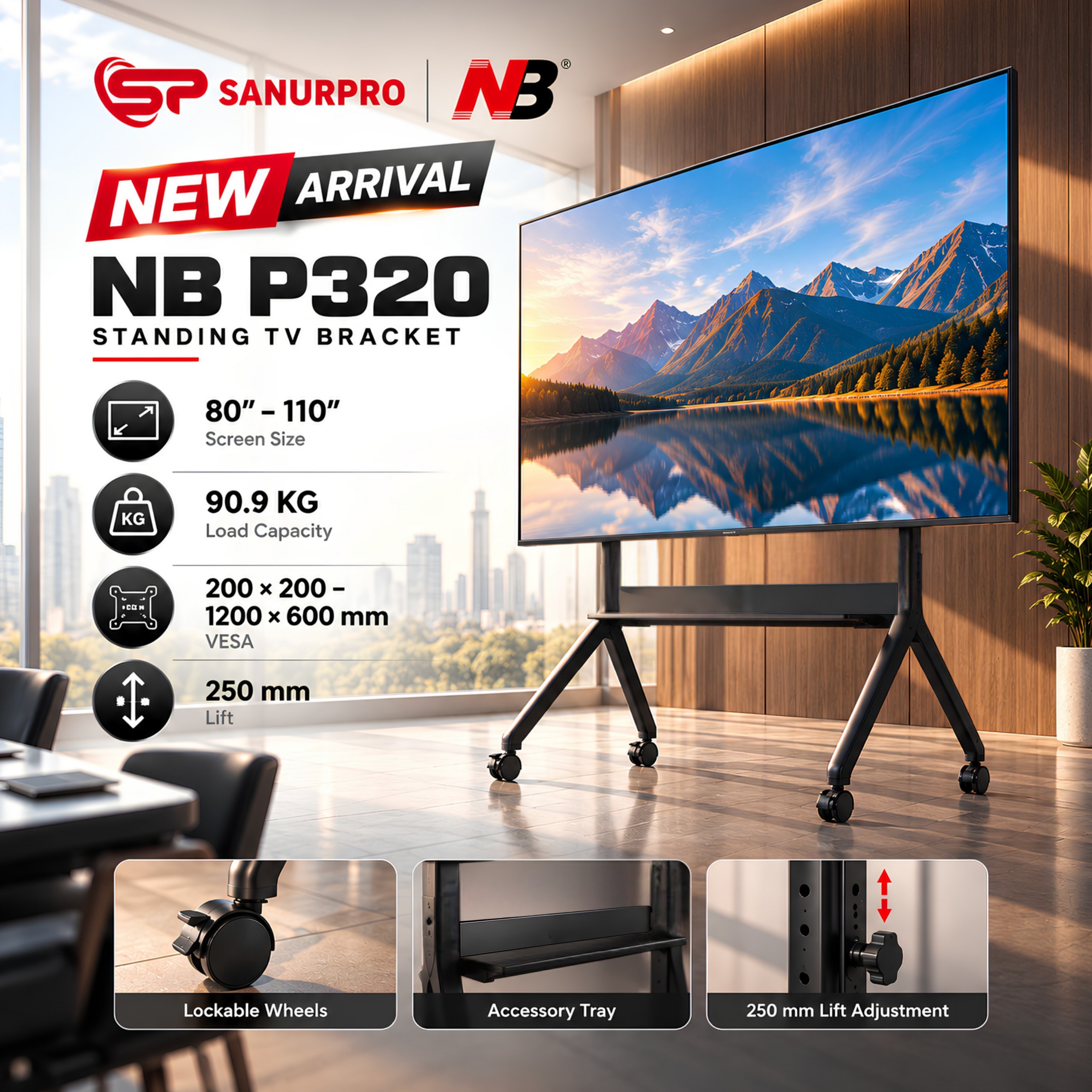 BRACKET MONITOR NB P320 STANDING 80" - 110"