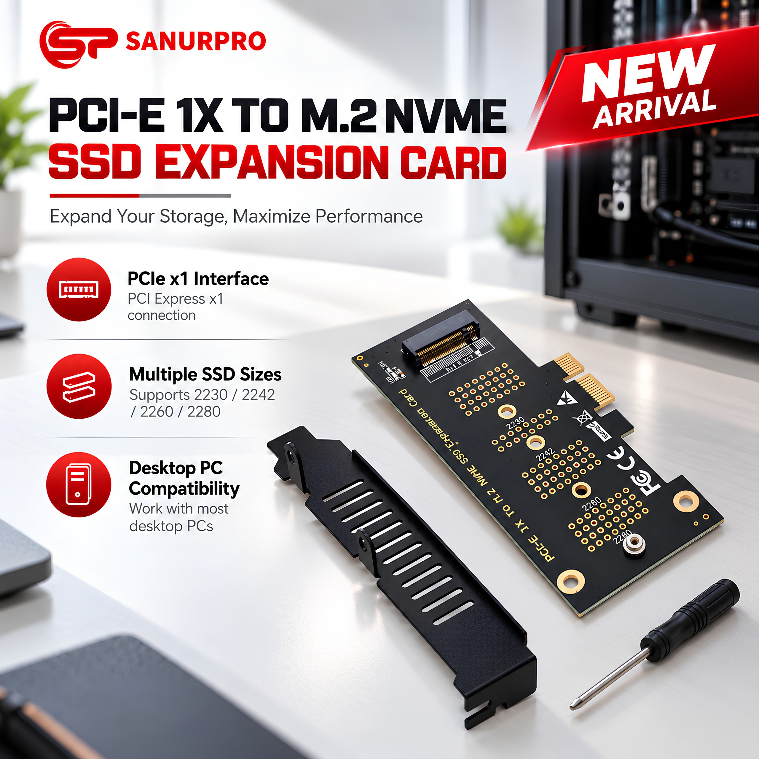 PCI-E 1X TO M.2 NVME SSD EXPANSION CARD
