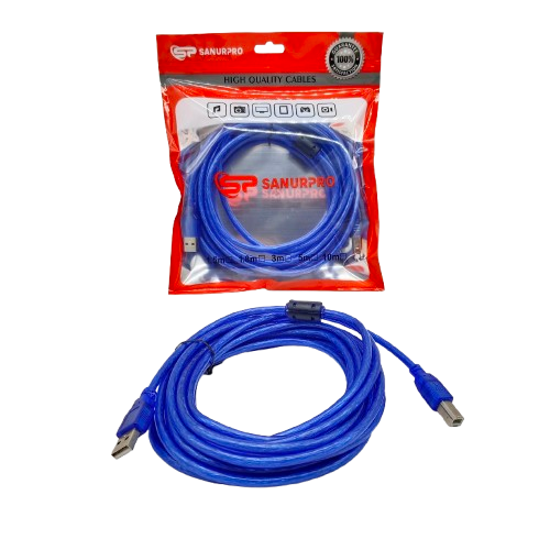 KABEL PRINTER USB 2.0 SANURPRO 1,5M, 3M, 5M, 10M TRANSPARAN