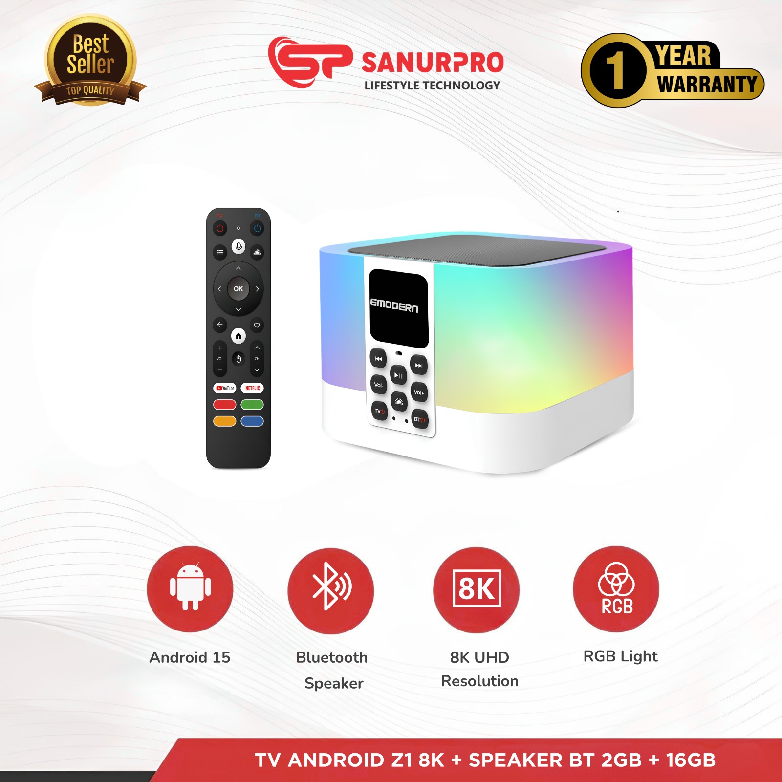 TV ANDROID Z1 8K + SPEAKER BT 2GB + 16GB