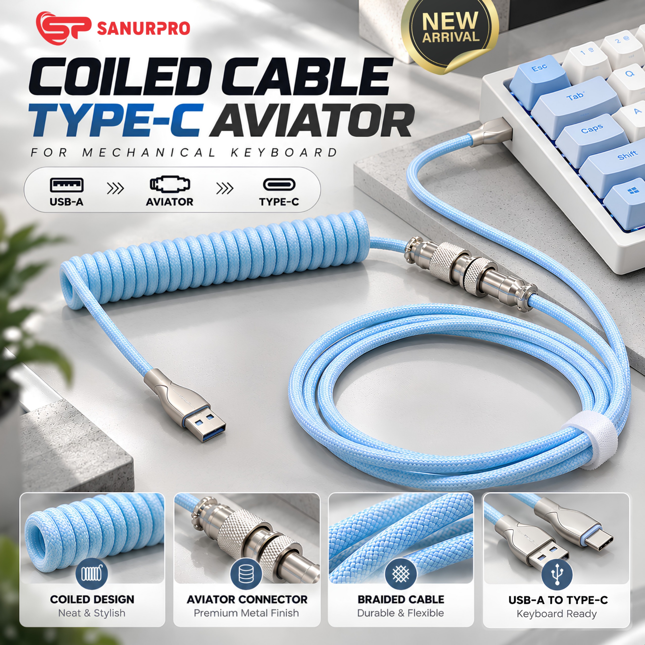 COILED CABLE TYPE-C KEYBOARD MECHANICAL